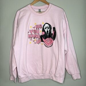 No You Hang Up Scream Gildan Pink Heavy Blend Sweatshirt in Pink Size XL